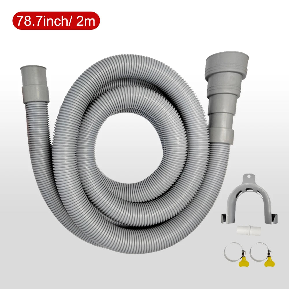 Washing Machine and Dishwasher Drain Hose Kit, including Flexible Corrugated Hose, Extension Adapter and Hose Clamp, 1 Piece