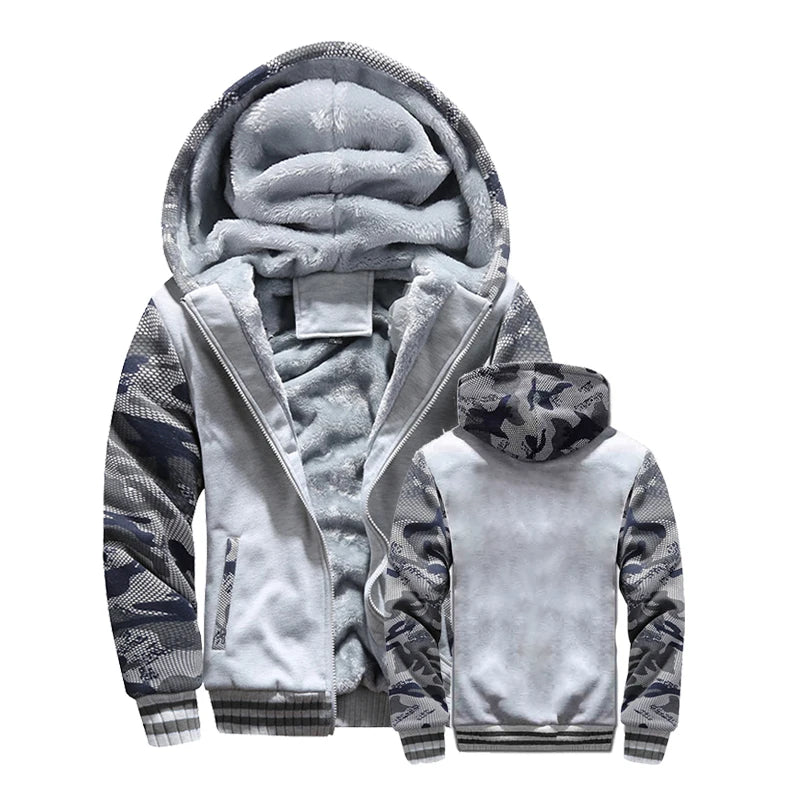 Chaqueta de invierno para hombre, abrigo cálido y grueso de forro polar, chaqueta con cremallera, sudadera con capucha informal, ropa deportiva, sudadera con capucha de manga larga para deportes, sudadera con capucha