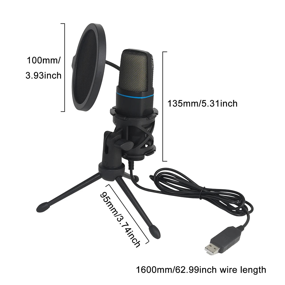 Microphone USB à condensateur RGB – Micro filaire pour gaming, podcast et streaming sur PC et laptop