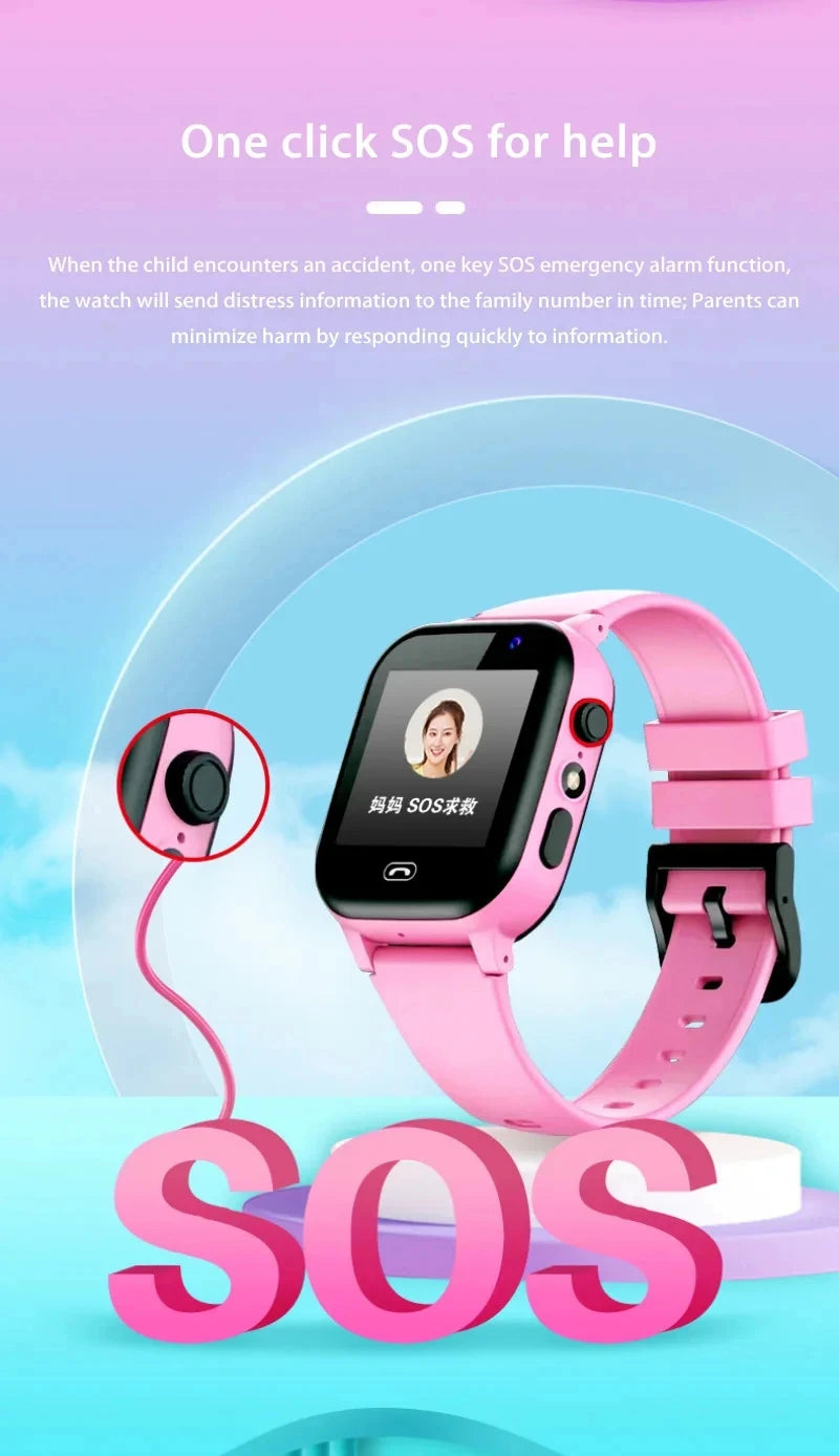 Montre connectée enfants 2026 — SOS, GPS, carte SIM, appel, caméra, étanche, cadeau