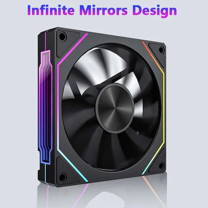 Ventilateur de boîtier PC ARGB LDPCSJ Prism 4RS 120 mm avec design miroir infini, synchronisation avec la carte mère, ventilateur de refroidissement CPU PWM 4 broches