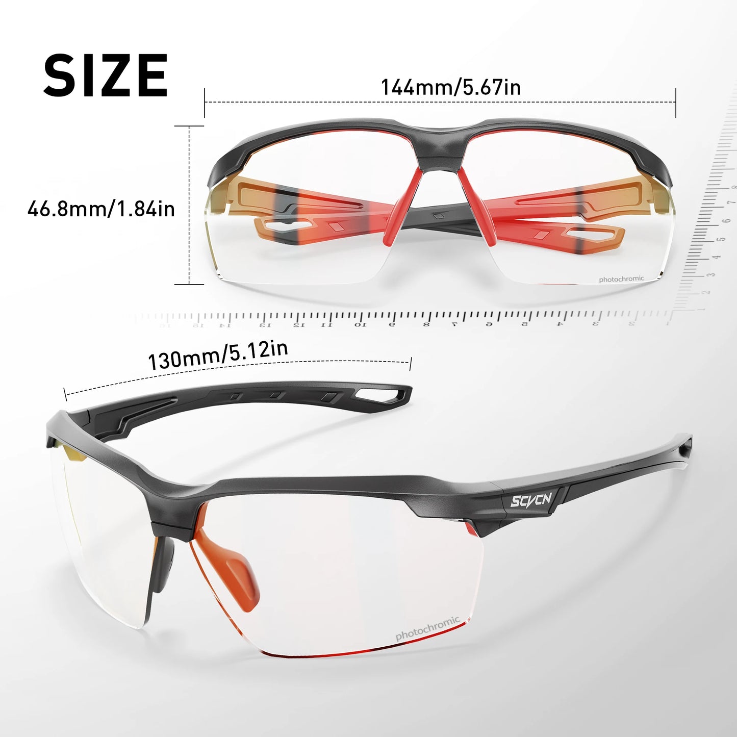 Lunettes de randonnée polarisées SCVCN, lunettes de cyclisme UV400, lunettes de vélo, lunettes de sport de plein air, équipement de course à pied et de camping