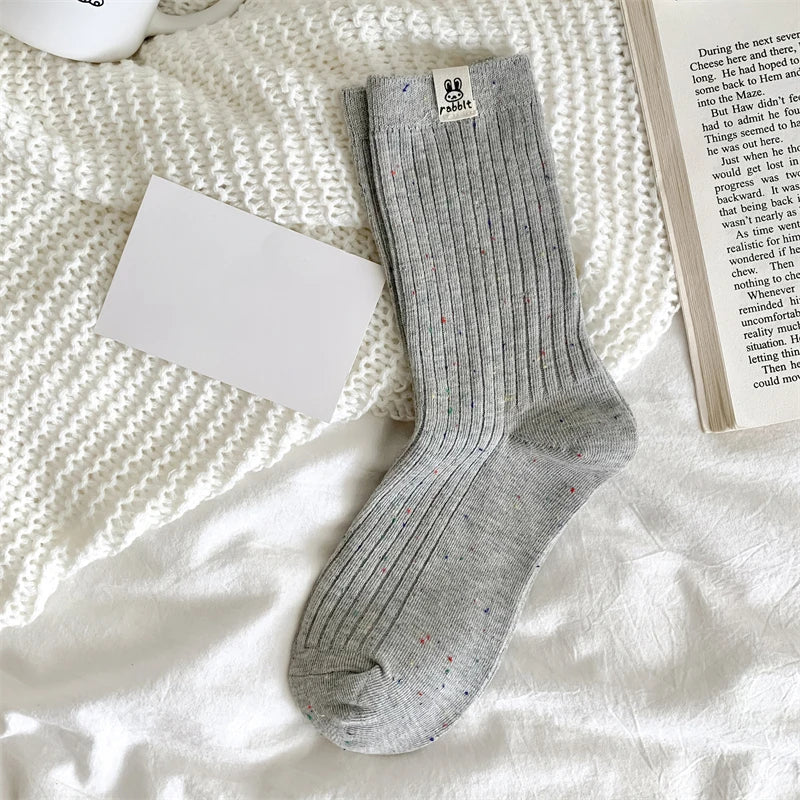 Chaussettes Carillon Respirantes Femme — Dessin Animé, Style Coréen, Décontractées, Douces