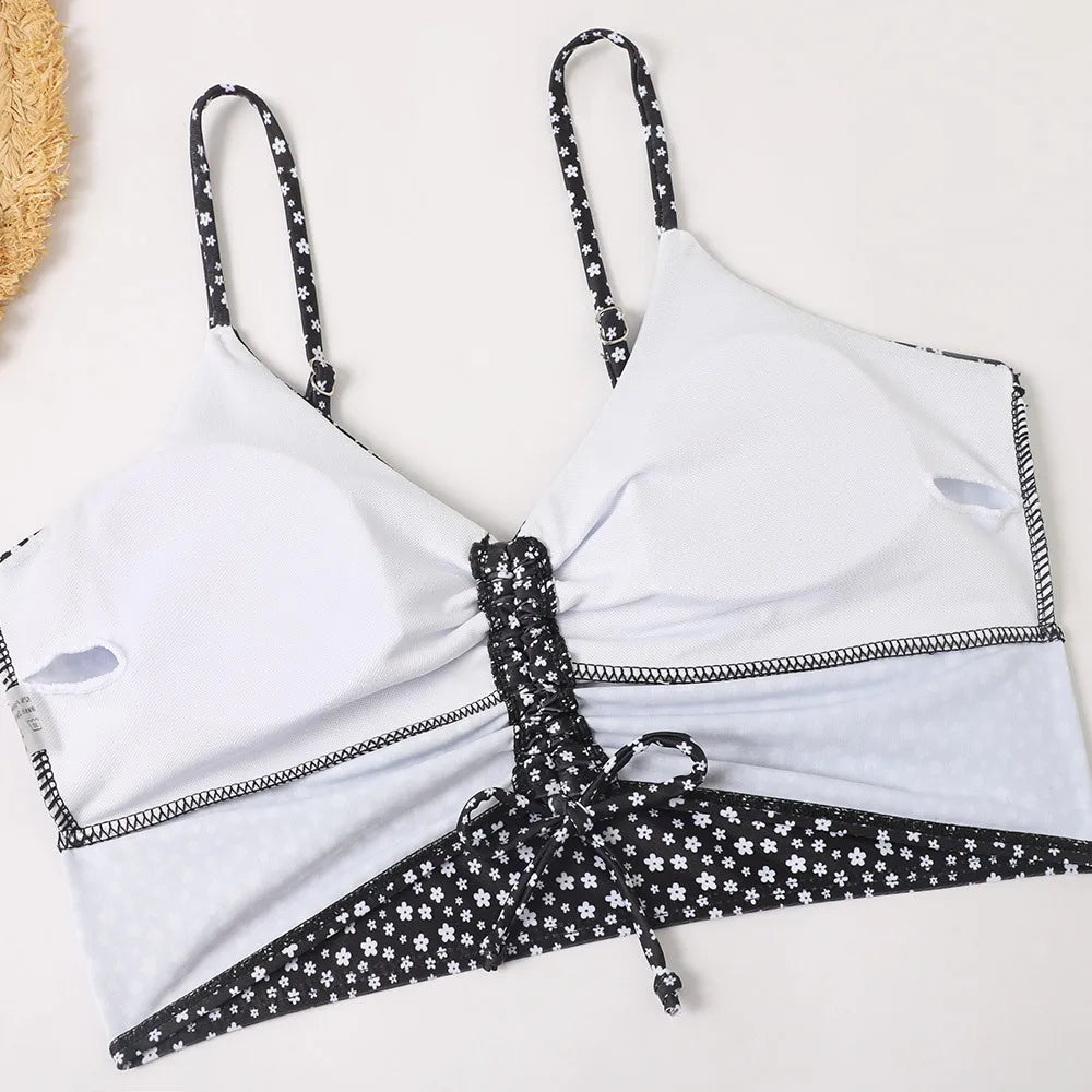 2025 taille haute Bikini maillot de bain femmes Push Up Bikini maillot de bain fleuri imprimé Bikini boxeurs maillots de bain maillot de bain maillot de bain
