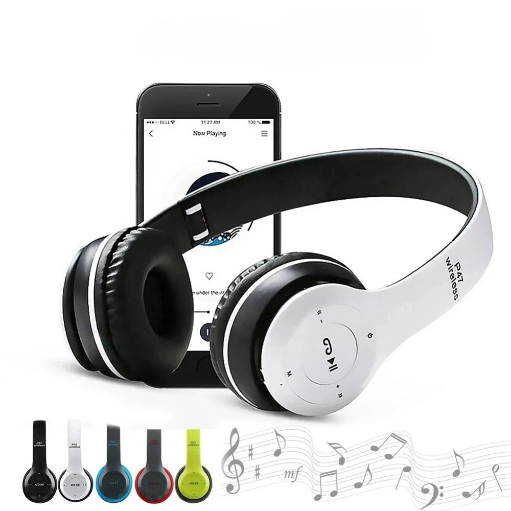 P47 Bluetooth 5.0 Wireless Headphones, Foldable, Hi-Fi Stereo Bass for Music, Gaming, for Kids Girls, for Smartphone