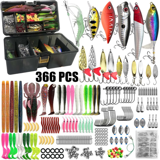 Kit de leurres de pêche pour truite, brochet, basse, multi-leurre, ensemble de matériel superposé, équipement professionnel, 86/88/136/149/366 pièces