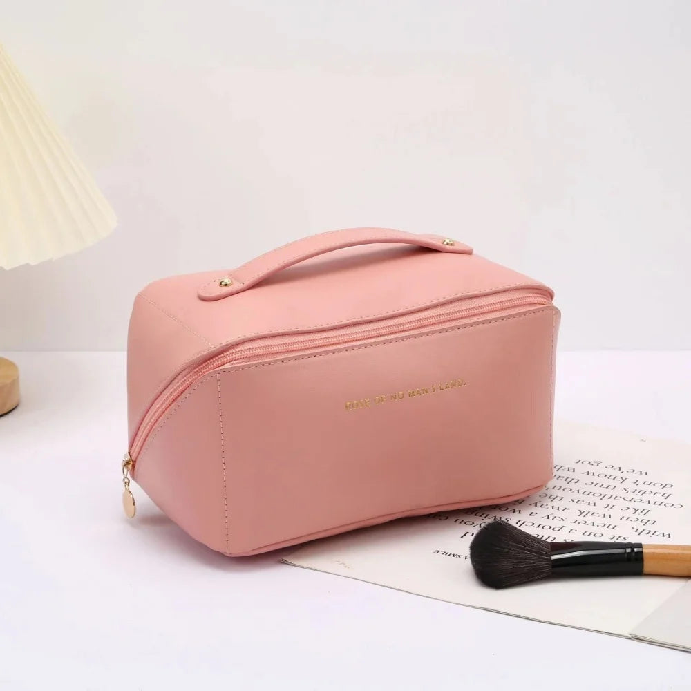 Bolsa de almacenamiento de cosméticos de viaje portátil, bolsa de maquillaje de gran capacidad, impermeable, para belleza y cuidado de la piel, almohada de belleza, neceser