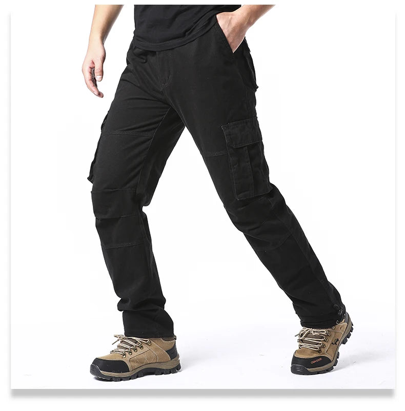 Salopette ample à grande poche pour hommes, pantalon tactique de Jogging pour Sports de plein air, taille élastique, pantalon de travail décontracté en pur coton