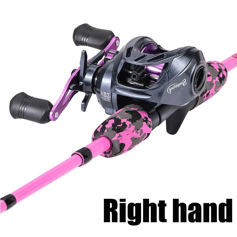 Sougayilang leurre pêche Combo 5 Sections 170CM canne à pêche en Fiber de carbone et 8 + 1BB Baitcasting moulinet voyage ensemble de pêche Pesca