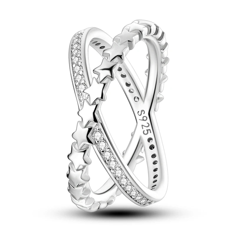 925 Sterling Silver Rings, Intertwined Line, Zircon Geometric Coiled Rings, Romantic Engagement, Wedding, Valentine's Day, Fine Jewelry, Gift