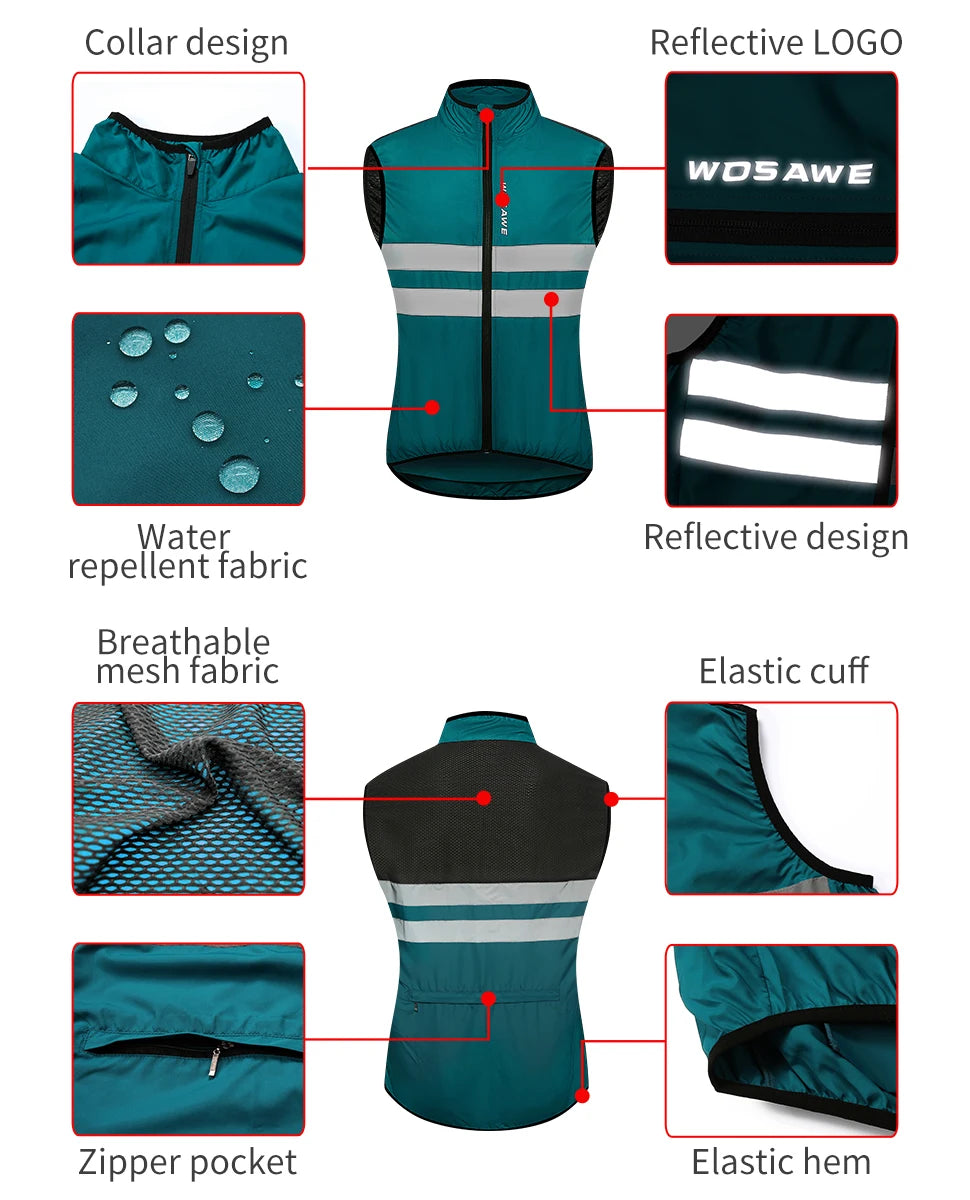 Gilet de cyclisme coupe-vent sans manches — automne, VTT, vélo, léger, respirant