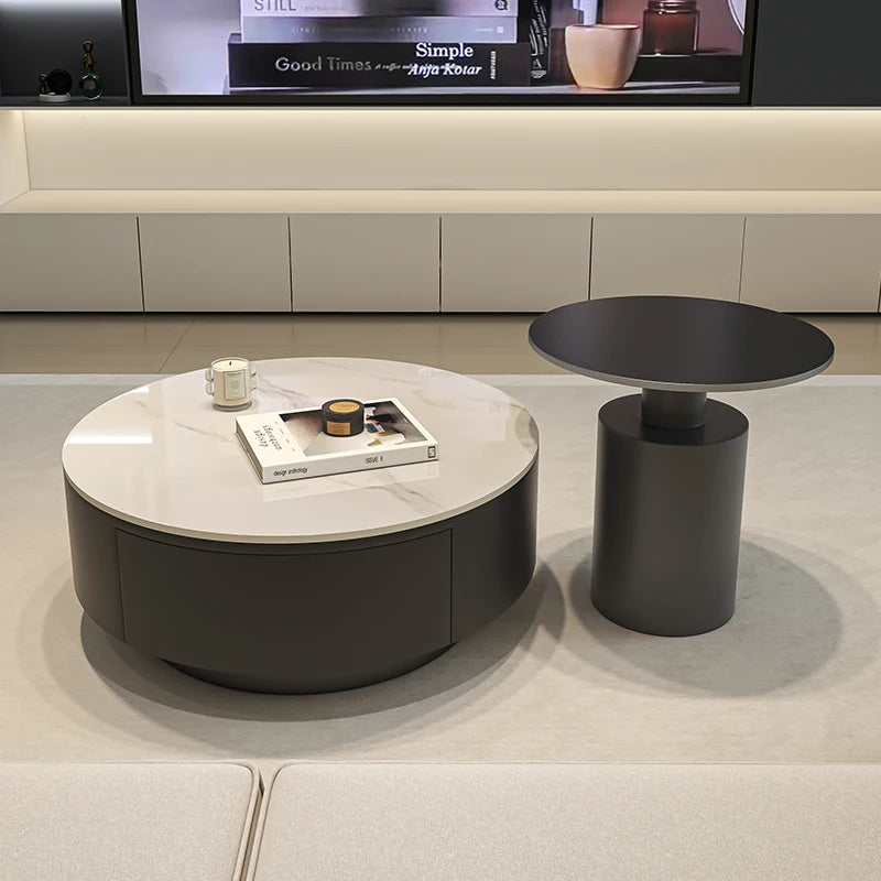 Table basse ronde de salon en acrylique minimaliste — pour filles, restaurant, livres