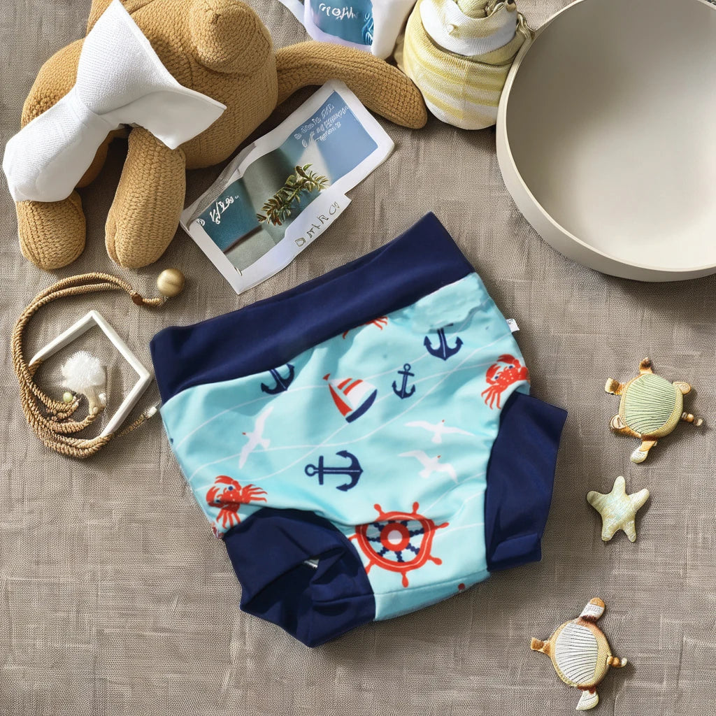 Eezkoala Couche de bain pour bébé nouveau-né à taille haute, lavable, en tissu