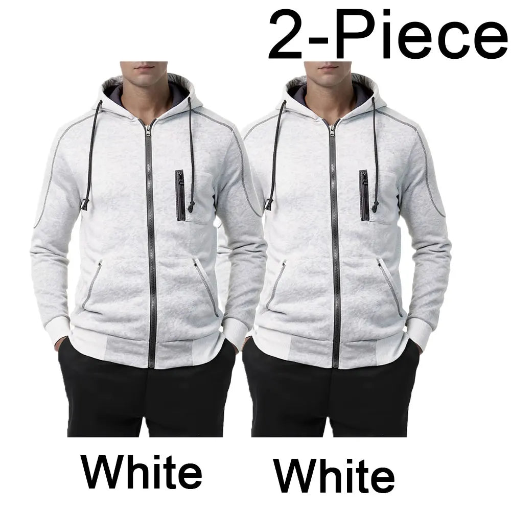 Sweat À Capuche Homme Couleur Bloc Polaire — Noir Blanc Vert Rouge Hiver