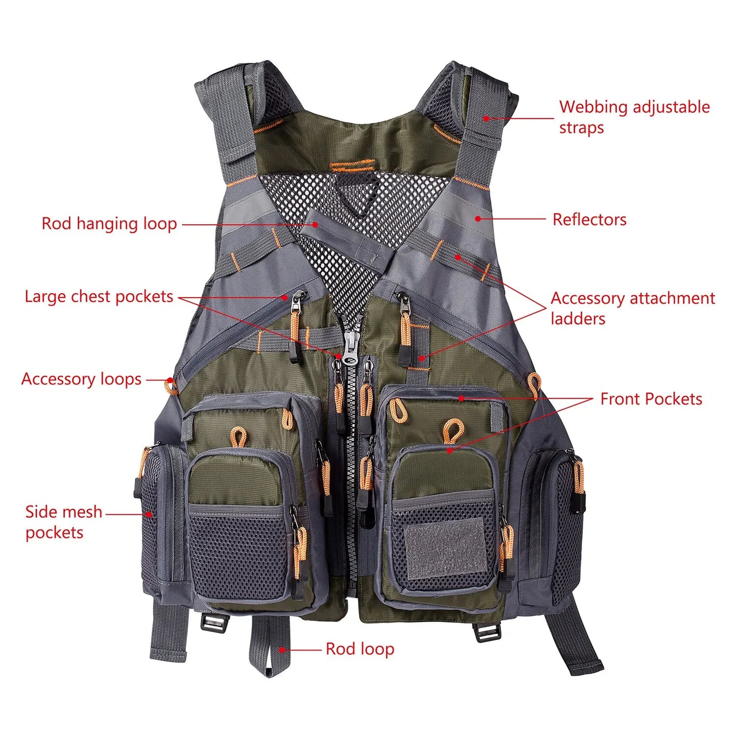 Bassdash respirant gilet de pêche Sports de plein air mouche natation gilet réglable