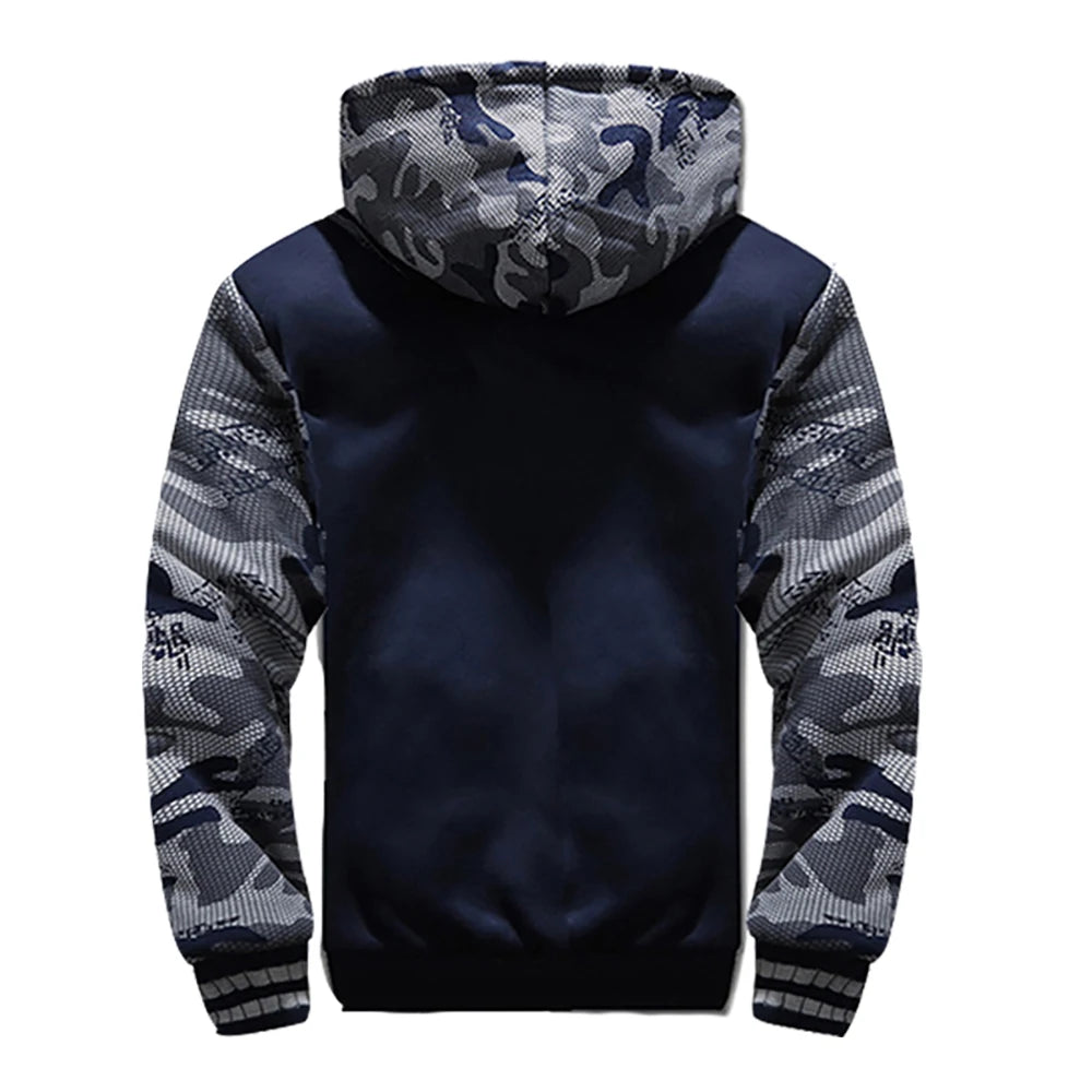 Chaqueta gruesa de camuflaje con capucha para hombre, plumífero polar de manga larga, informal, ropa de calle, invierno