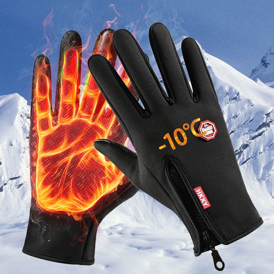 Guantes de invierno para hombre y mujer, con pantalla táctil, cálidos, para ciclismo al aire libre, conducir, moto, a prueba de frío, cortaviento, antideslizantes