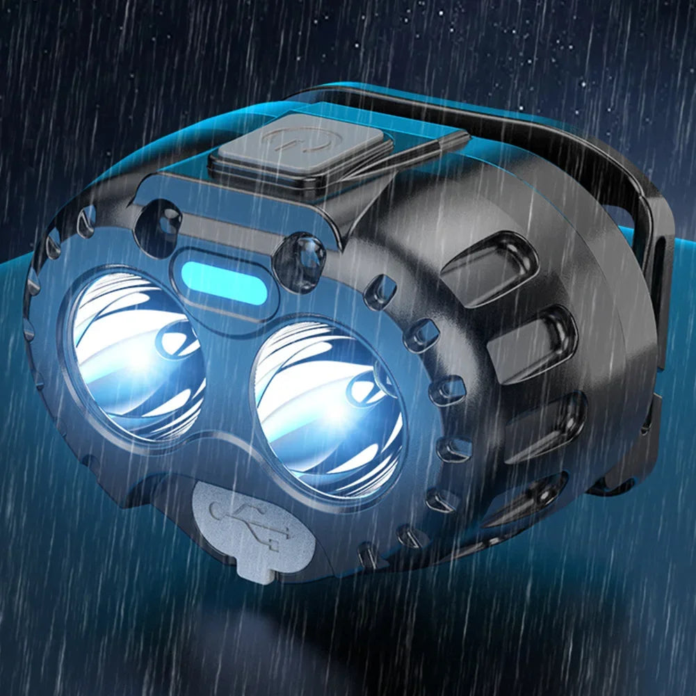 Lampe frontale LED puissante IPX4 étanche lampe de poche d'urgence 250LM XPE lampe frontale LED 500mAh pour la pêche en plein air Camping randonnée