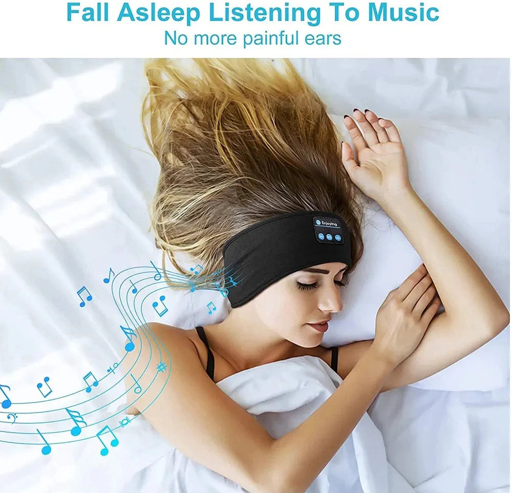 Casque Bluetooth 5.0 bandeau de couchage — écouteurs sport sans fil, masque pour les yeux, musique