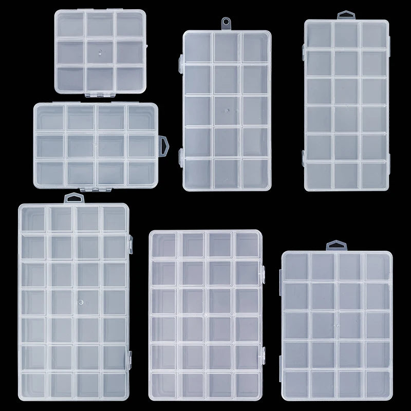 Contenedor de almacenamiento transparente, joyero, caja de almacenamiento de plástico transparente, organizador de almacenamiento de pendientes vacío, vitrina para cuentas