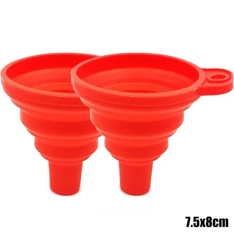 Embudo plegable de silicona para motor de coche, 2 piezas, líquido de lavado, cambio de líquido, portátil, cambio de