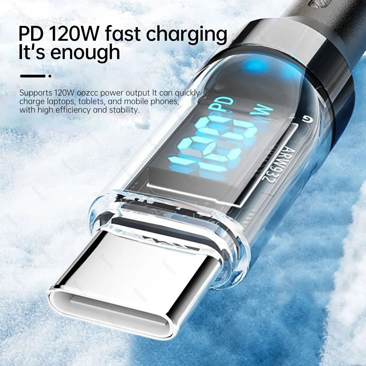 Câble USB Type-C charge ultra rapide 120W — transfert de données, compatible Lightning