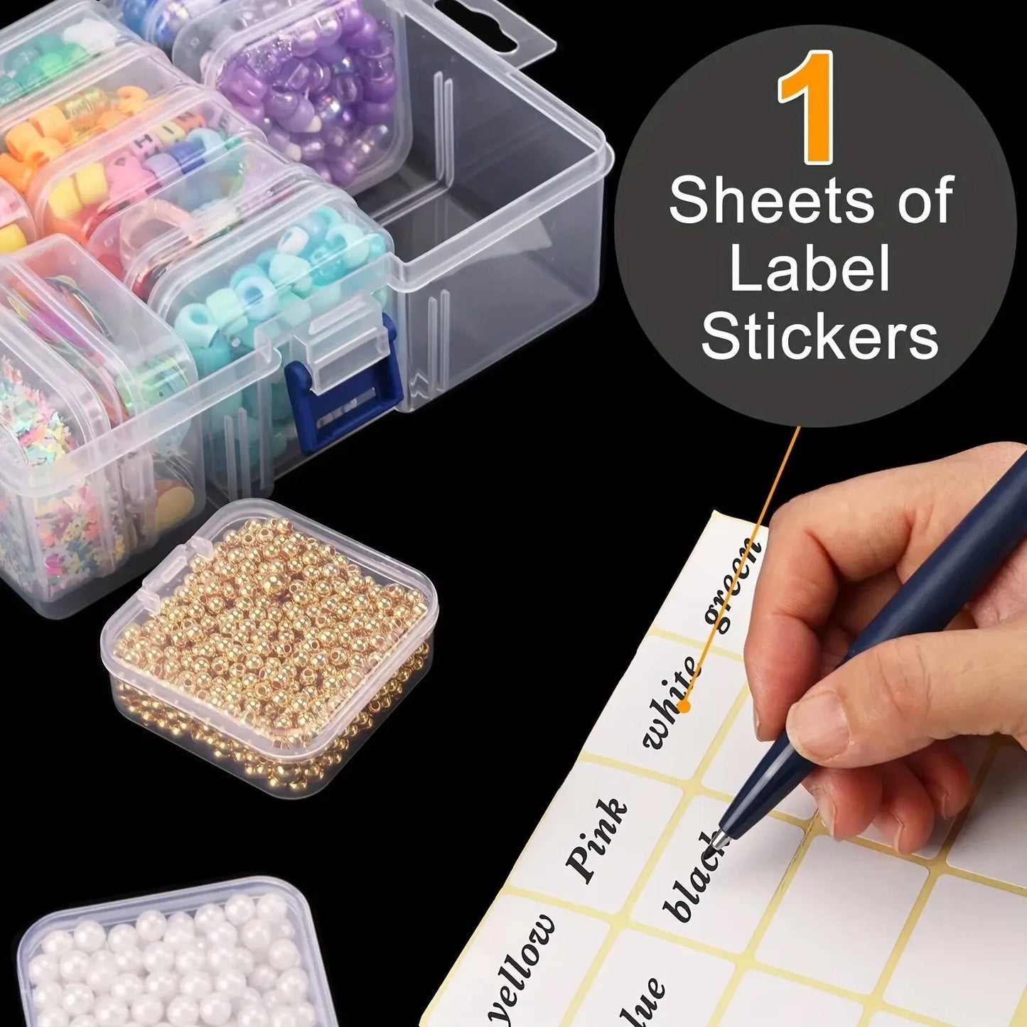 Storage Box for Beads, Nail Art Jewelry, Earrings, Executive Beads, Storage Bottle, DIY, Diamond Painting, Biscuit Crafts, 14 Pieces in 1 Set