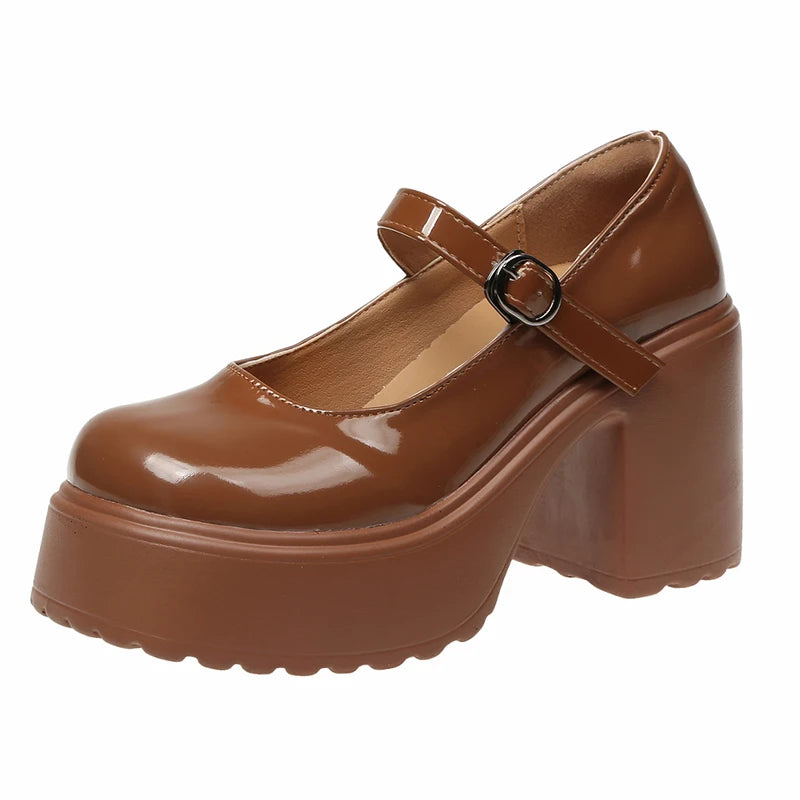 Chaussures Mary Jane noires à talons très hauts pour femme 2026, escarpins gothiques à plateforme épaisse, grande taille, avec boucle de cheville, chaussures de soirée Lolita 42