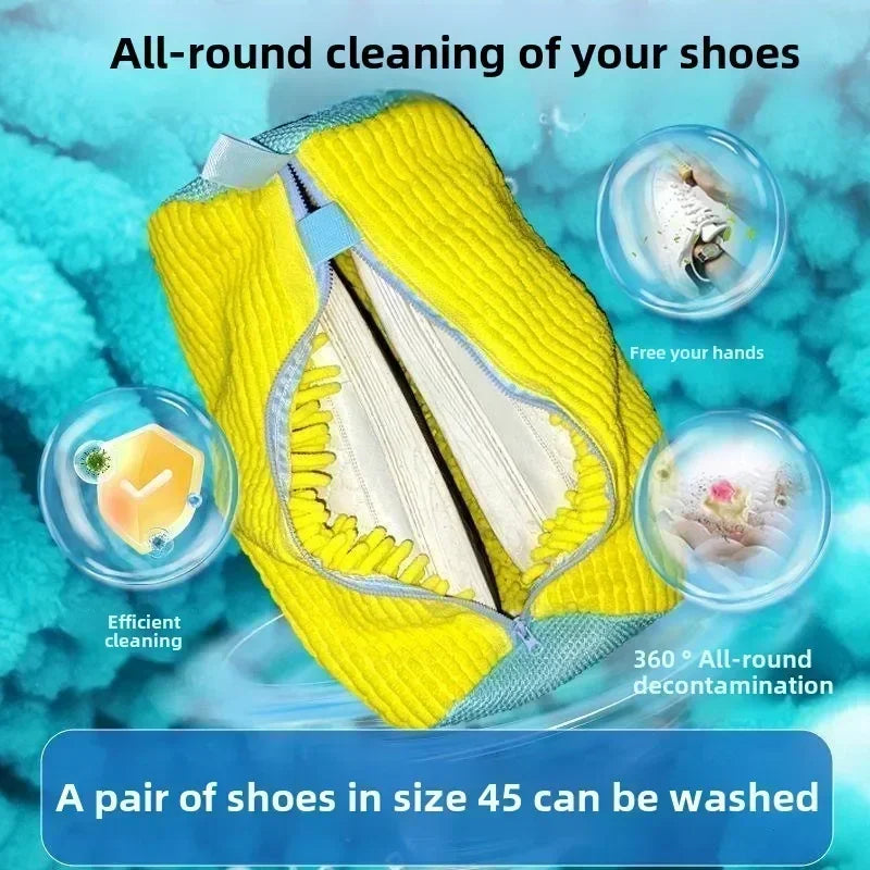 Sacs à linge, sac pour Machine à laver les chaussures, avec fermeture éclair, avec riche peluches à l'intérieur, parfait pour les baskets et les chaussures décontractées