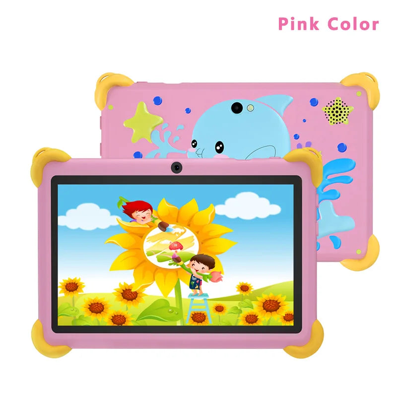 Tablette pour enfants de 7 pouces 5G avec motif de dessin animé, PC d'apprentissage et d'éducation Android avec étui à l'épreuve des enfants, tablette 4000mAh