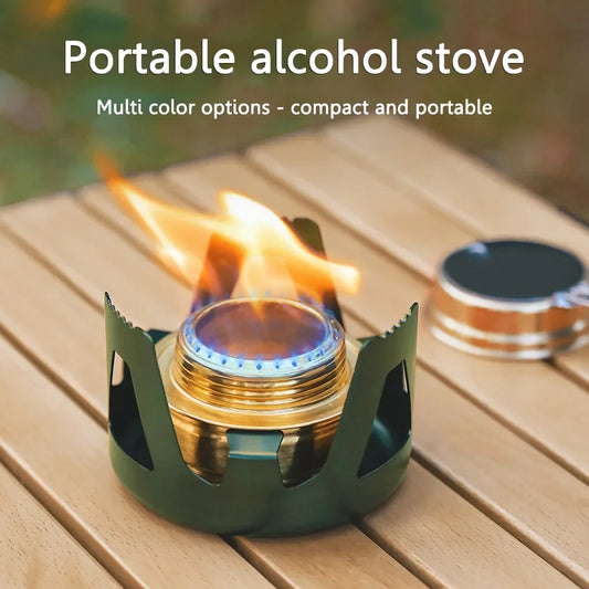 Mini poêle à alcool Portable, brûleur à puissance de feu réglable, poêle à essence, support en alliage d'aluminium, poêles de Camping en laiton ultralégers