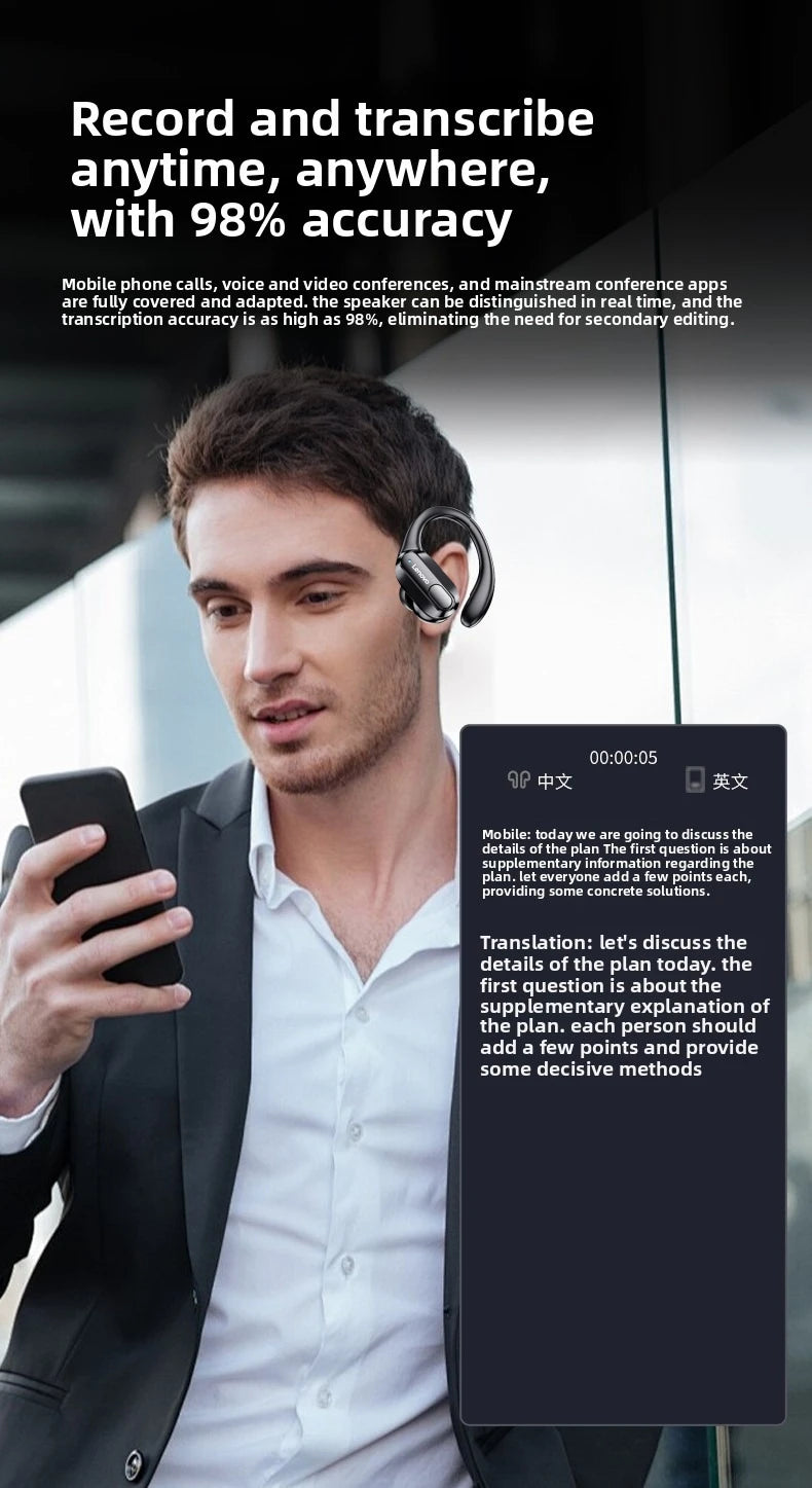 Lenovo XT80 – Auriculares deportivos inalámbricos, con micrófonos, control de botón, pantalla de alimentación LED, sonido estéreo de alta fidelidad, auriculares con traductor de IA