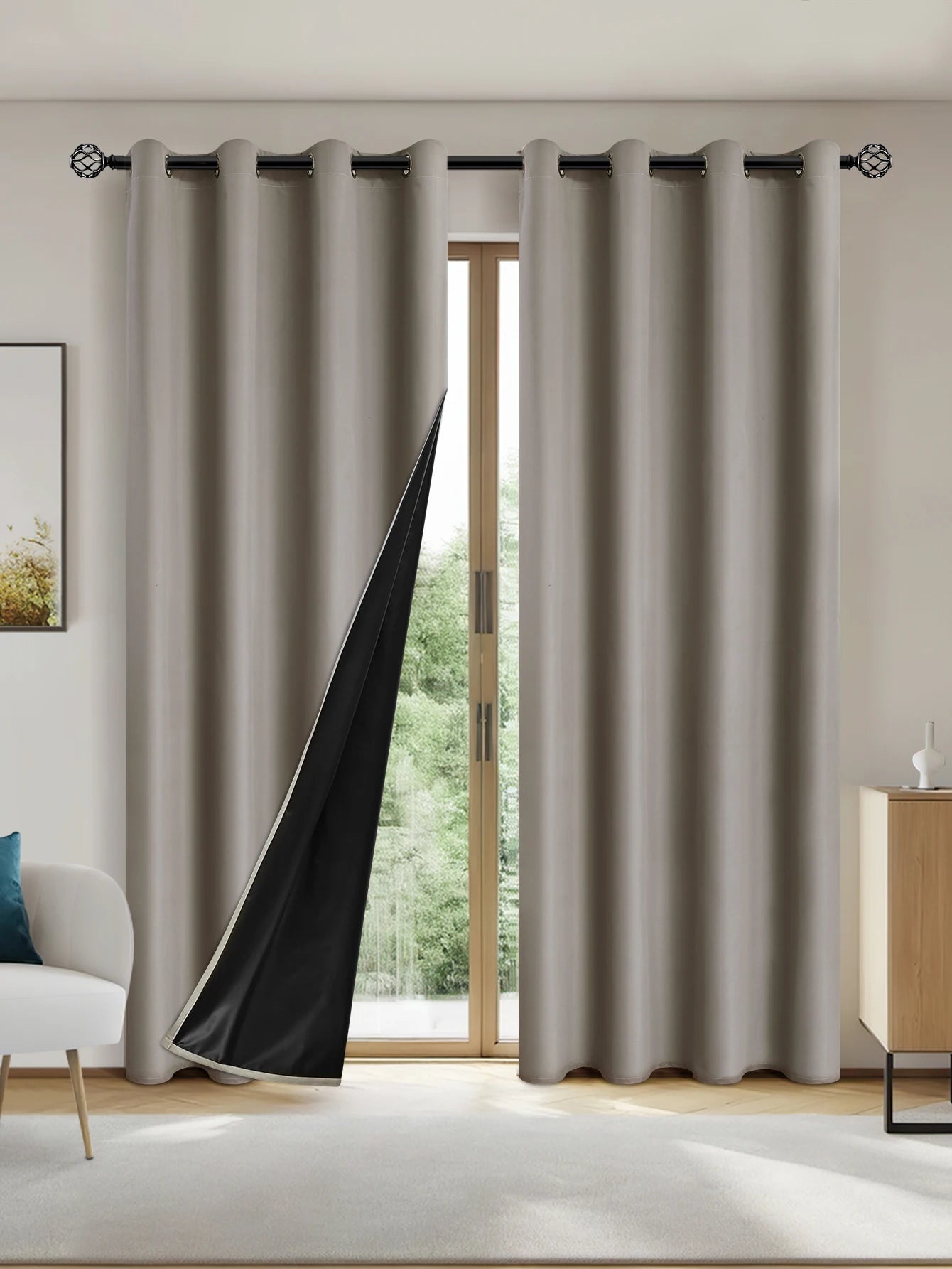 Rideaux occultants 100% solides avec œillets, rideaux de confidentialité totale pour chambre à coucher, beaux rideaux pour salon, 1 pièce