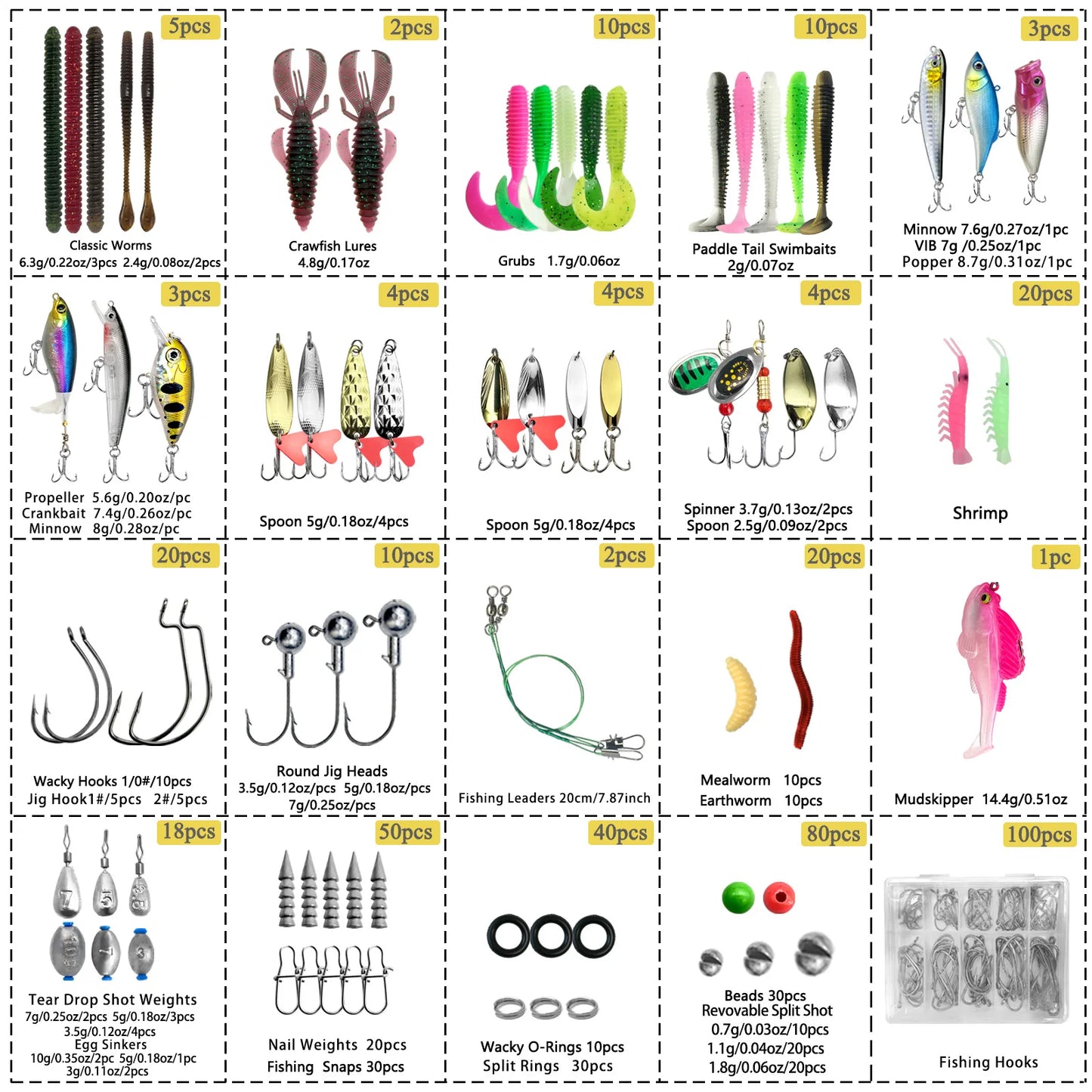 Kit de Leurres de Pêche 83/133/193/239/409 pièces pour Truite/Brochet/Perche - Ensemble Multicouches avec Équipement Pro et Boîte de Pêche Tactique