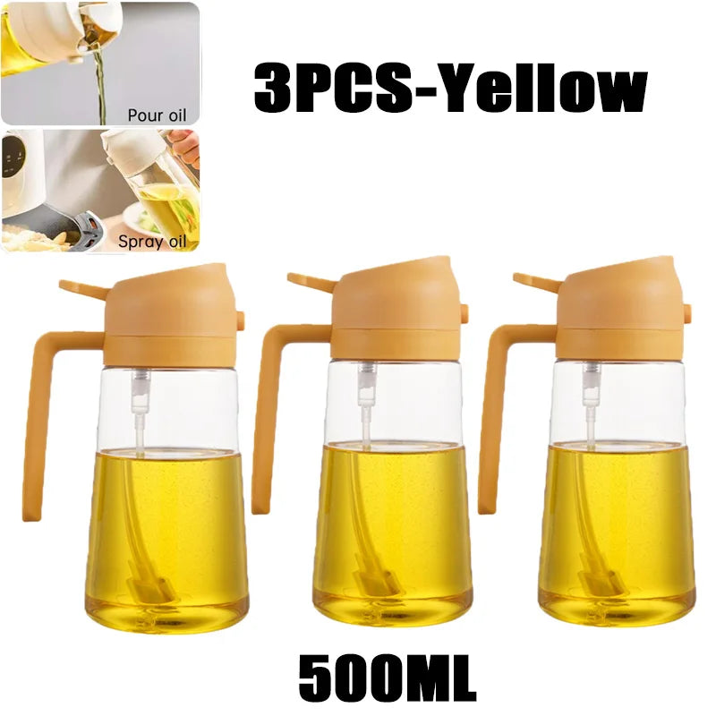 Botella pulverizadora de aceite de oliva para barbacoa, pulverizador de aceite de oliva de plástico, botella vacía, botella de vinagre o brocha de aceite, 200/300/500ml