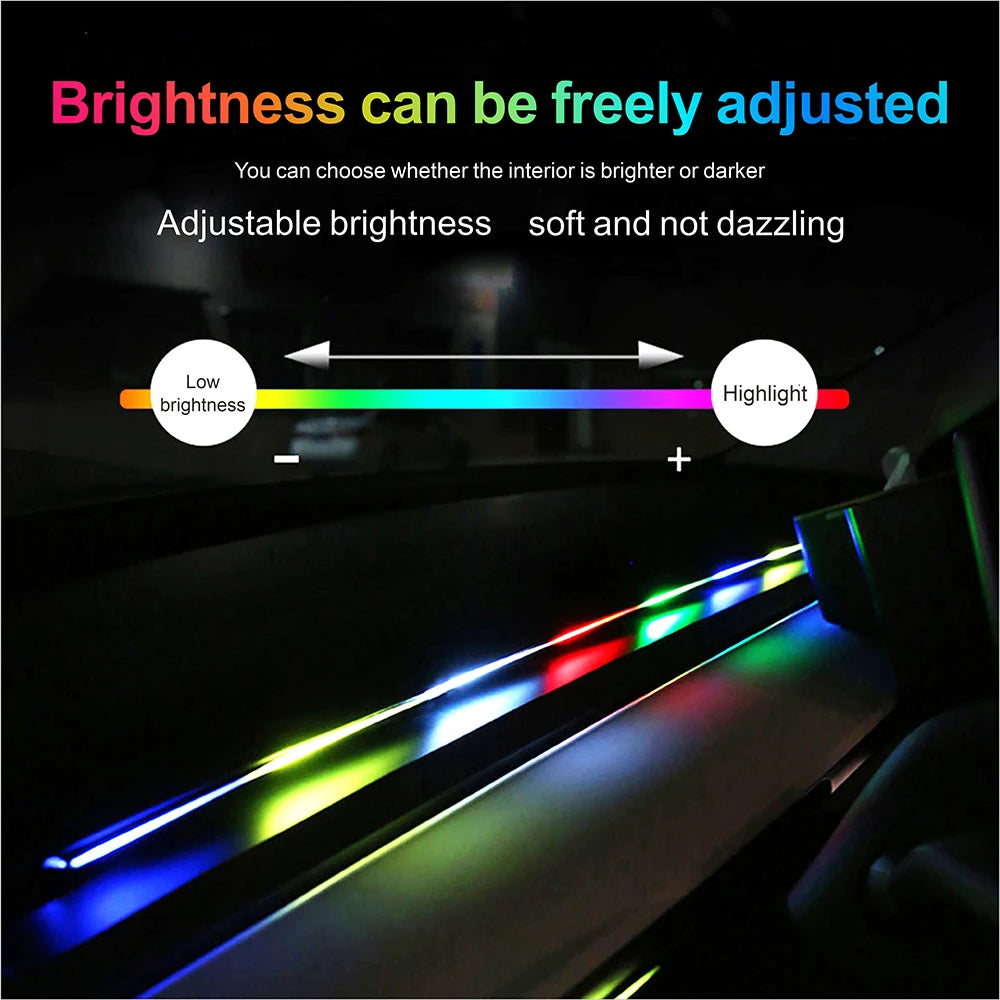 Luces LED de ambiente para coche 18 en 1, sinfonía, aplicación Bluetooth, serpentina de color RGB 214, tira acrílica ar