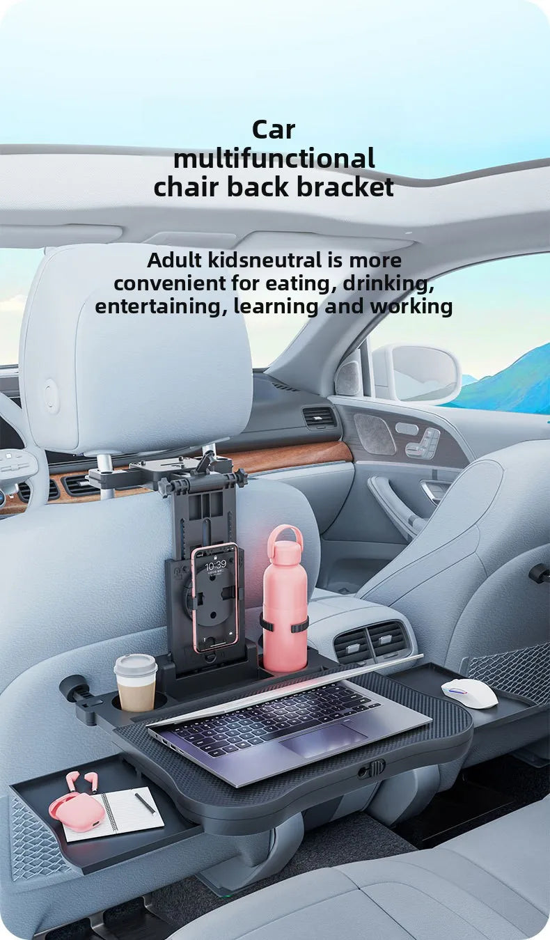 360 °   Table rotative pour plateau de voiture – Support de siège arrière en ABS, porte-ordinateur portable et porte-boissons pour les voyages sur route
