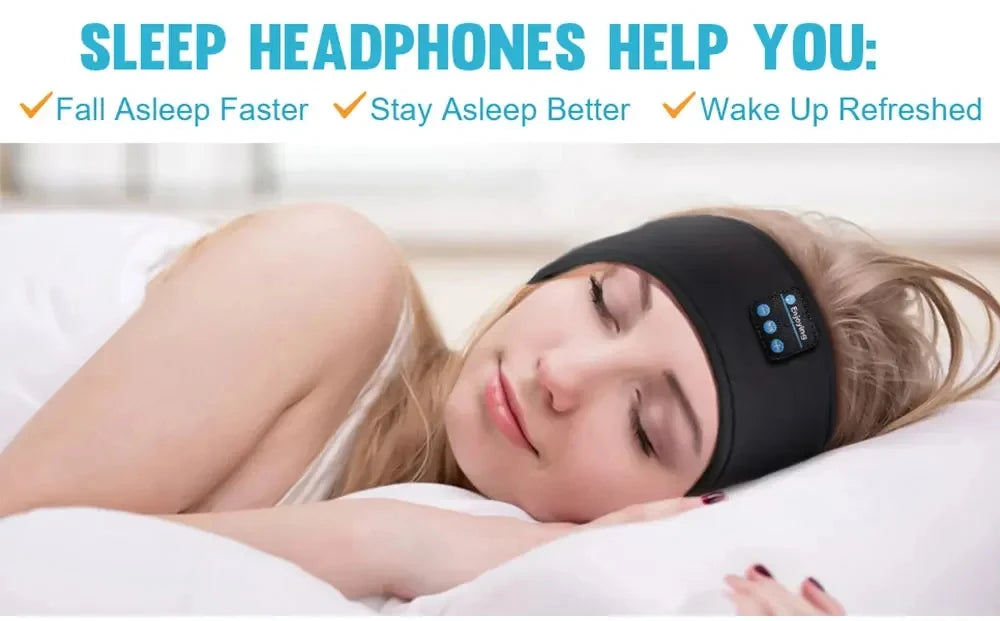 Casque Bluetooth 5.0 bandeau de couchage — écouteurs sport sans fil, masque pour les yeux, musique