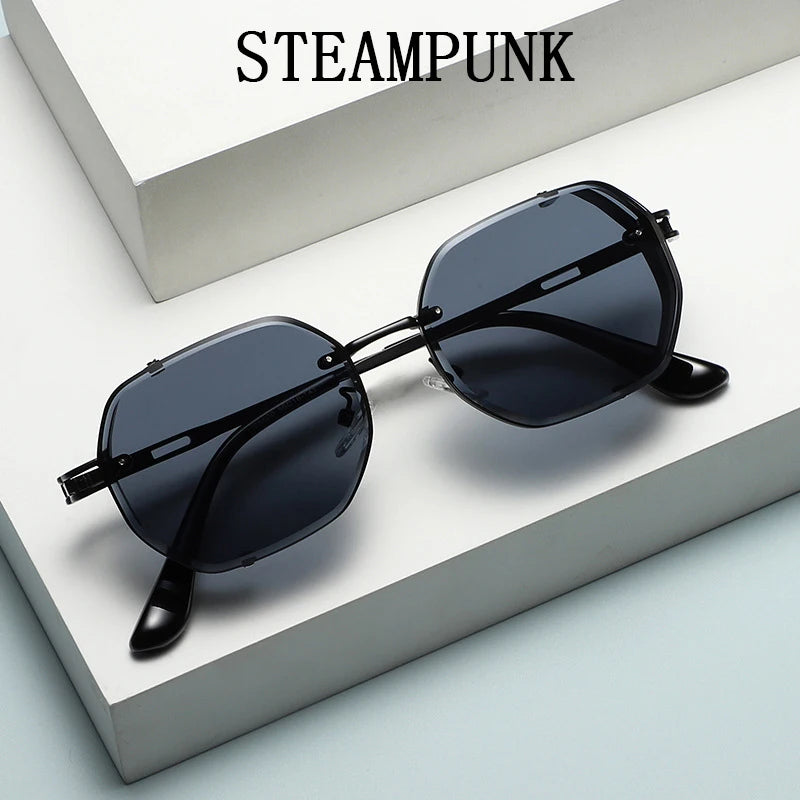 Lunettes de soleil carrées punk pour hommes, nuances rétro, luxe, mode vintage, steampunk, 2023