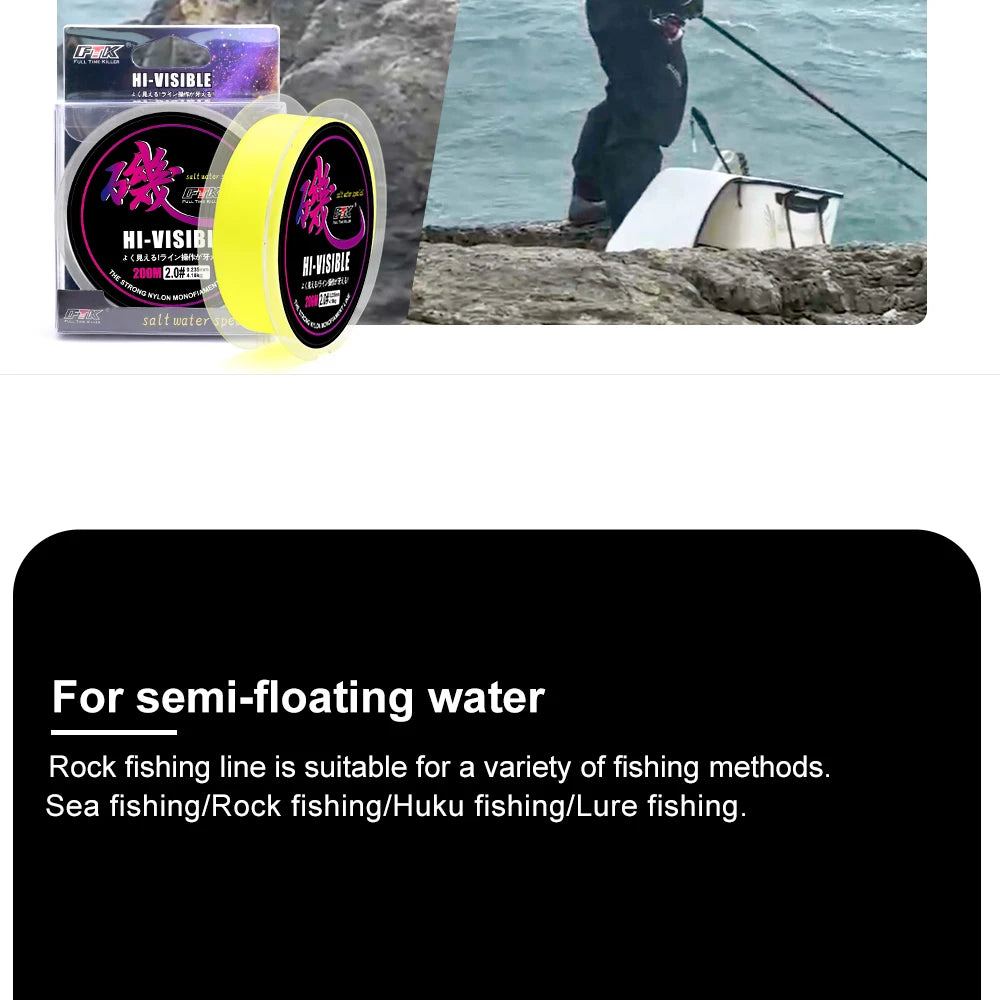 FTK – ligne de pêche en roche de 200M, bateau Semi-flottant pour la pêche en eau salée de mer, équipement de pêche Super résistant à l'usure et solide