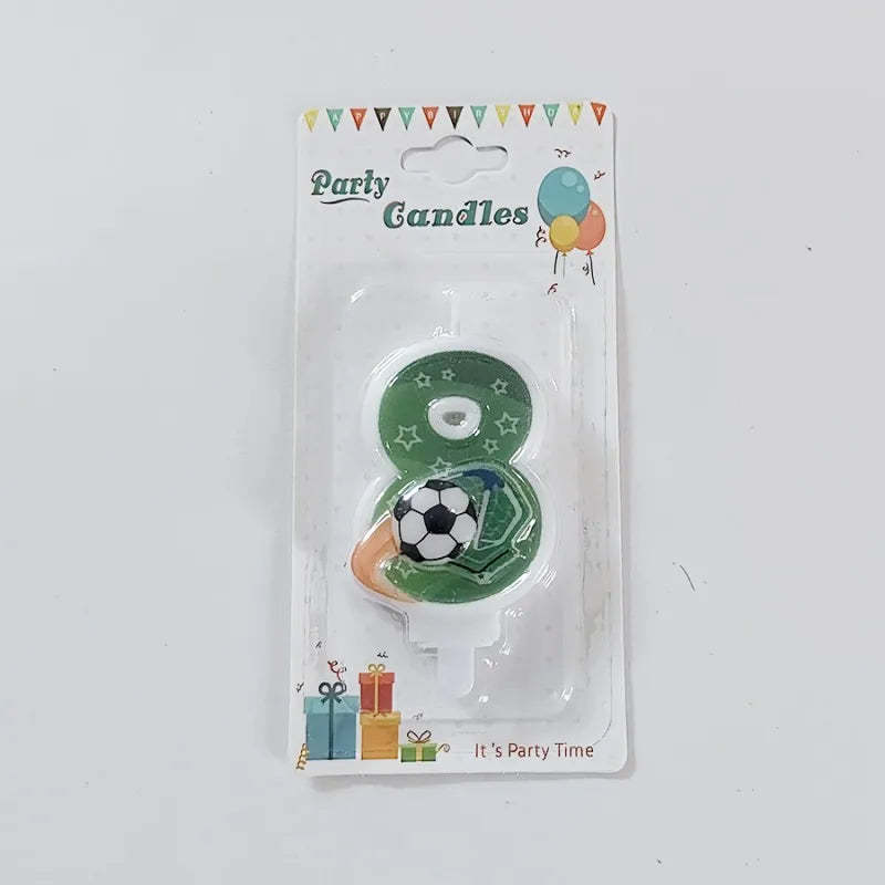 Bougies Gâteau Anniversaire Ballon Football Chiffres 0–9 — Décoration Fête Thème Sport