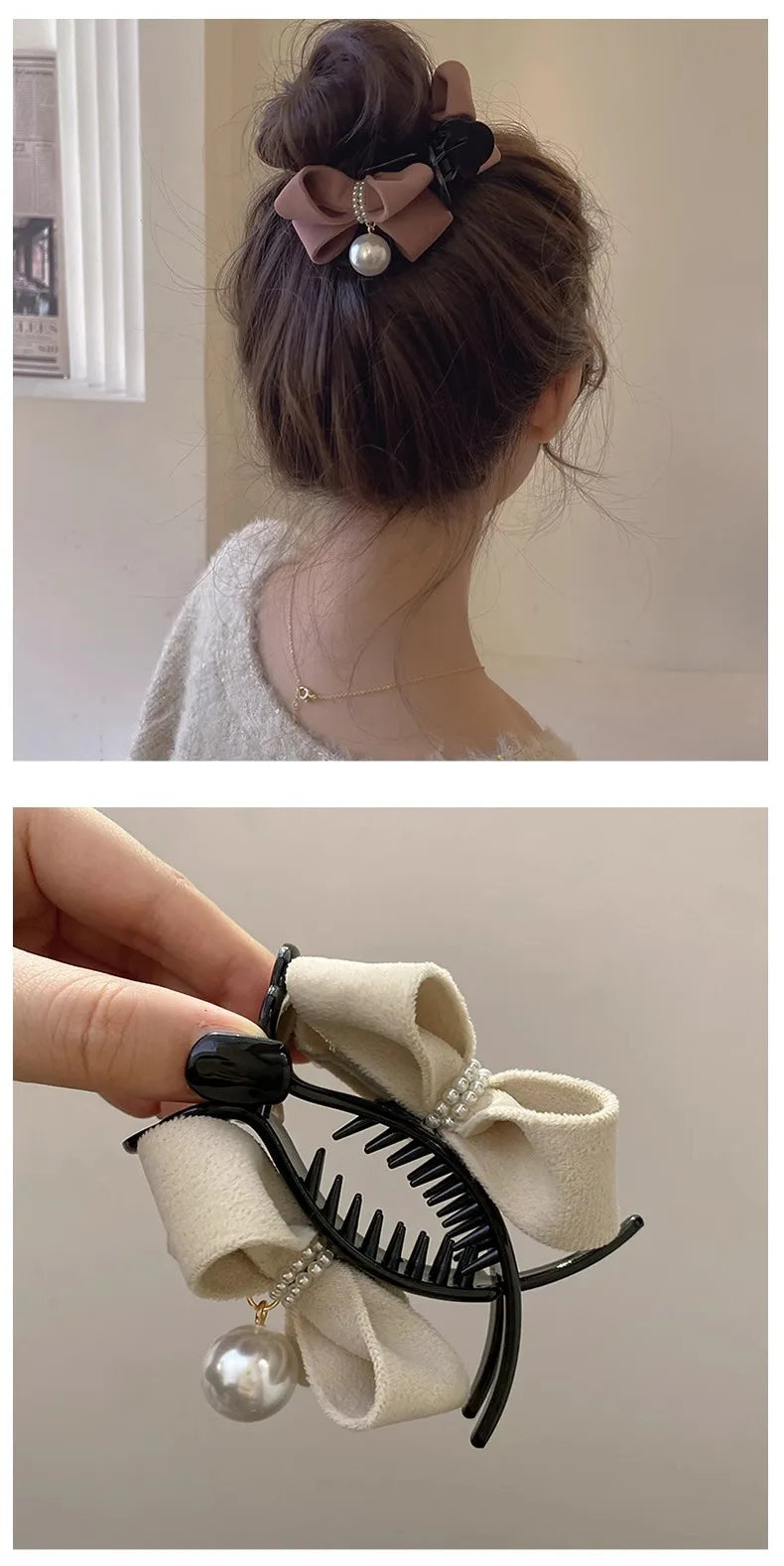 1 morceau d'arc, pince à perles, tempérament, pince requin, accessoire pour cheveux en tissu de Style doux coréen, Accessoires pour cheveux de fille