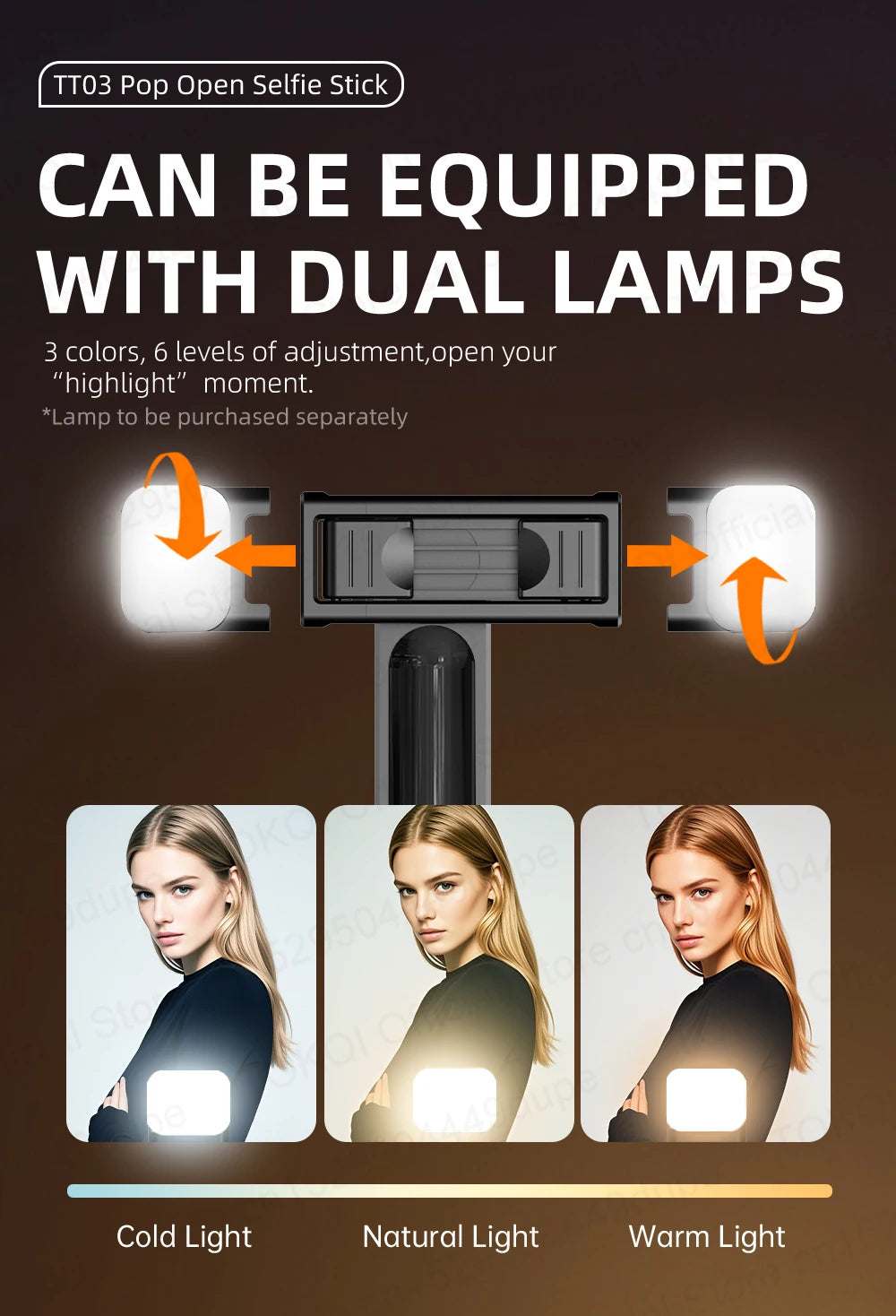 TOKQI TT03 — Perche à Selfie Extensible 1.76m Ouverture Auto Télécommande Magnétique