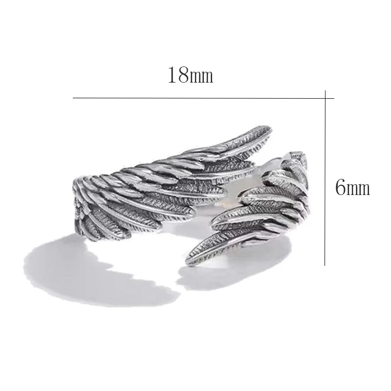 Bagues Vintage Aile Chauve-Souris Hip Hop — 2 Pièces Réglables Argent Fête
