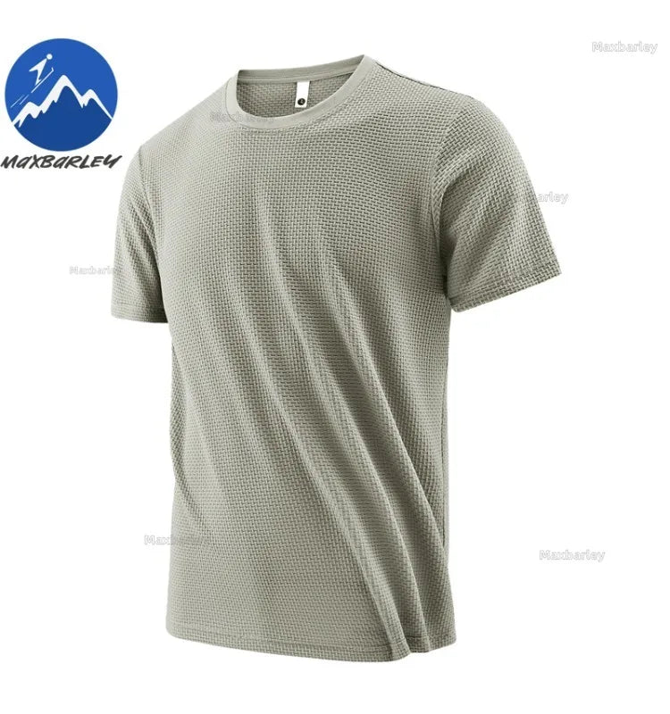 T-Shirt à manches courtes pour hommes, respirant, gaufré, séchage rapide, col rond, ample, course à pied, entraînement, haute élasticité, haut d'été fin, 2026