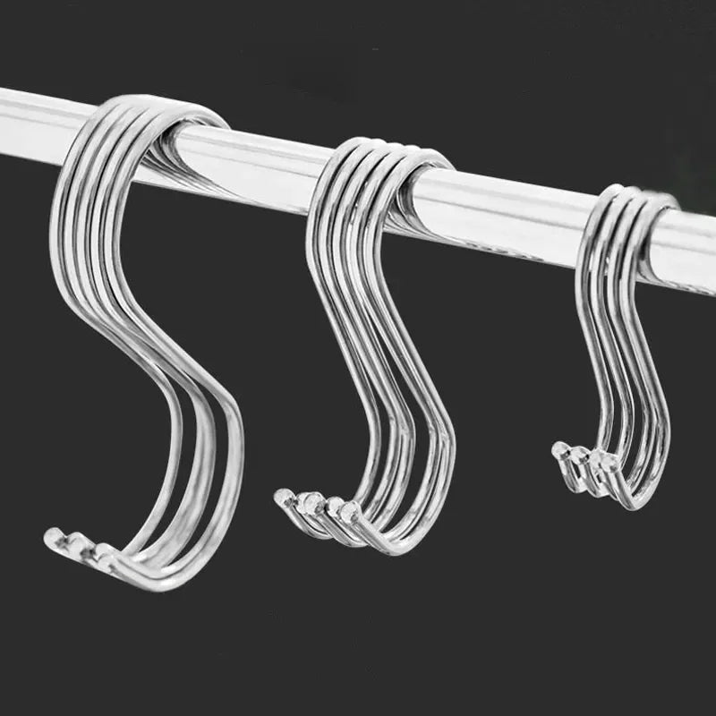 Crochets en S en acier inoxydable avec pointe pointue, pour ustensiles, cintre pour vêtements à viande, crochets de suspension pour boucher, magasin, outils de cuisson de cuisine