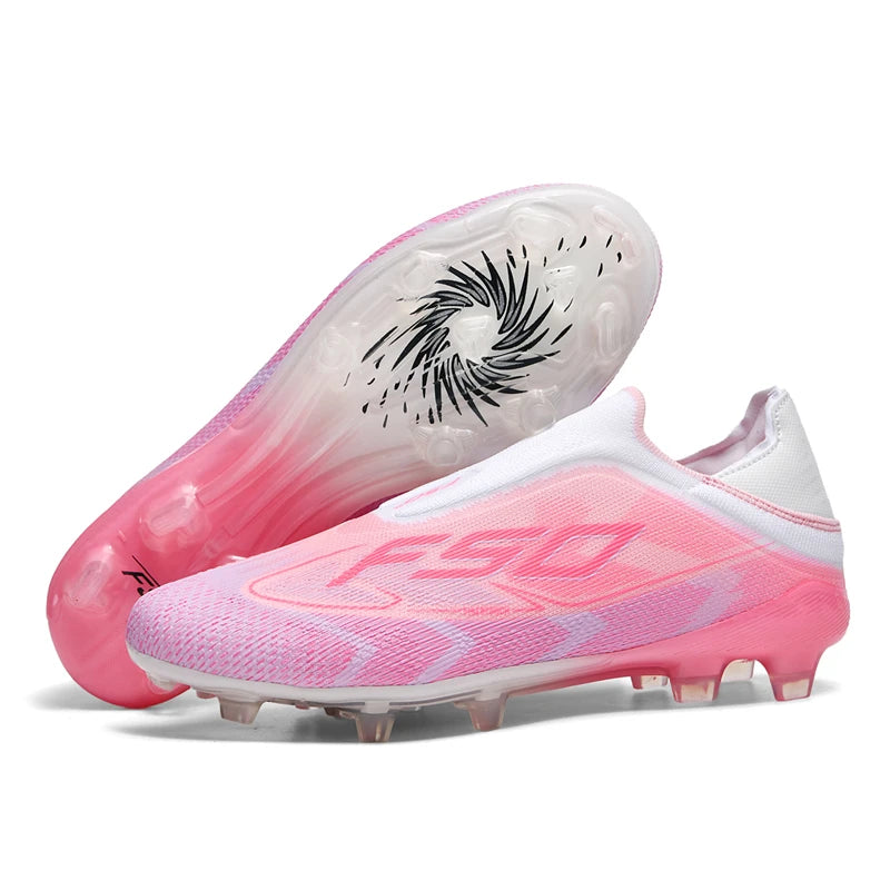 Chaussures de Football FG Homme Microfibre Montantes Sans Lacets — Niveau Avancé, Pelouse EU 34–46
