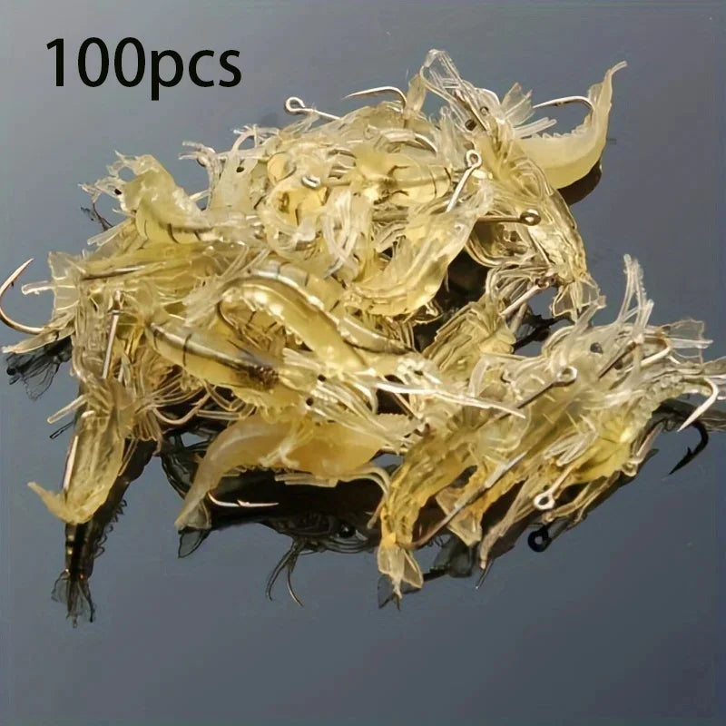 5/10/20 pièces Goture crevette leurres doux crevette leurres de pêche pour eau douce eau salée lumineux crevette appât ensemble avec crochet pointu perle