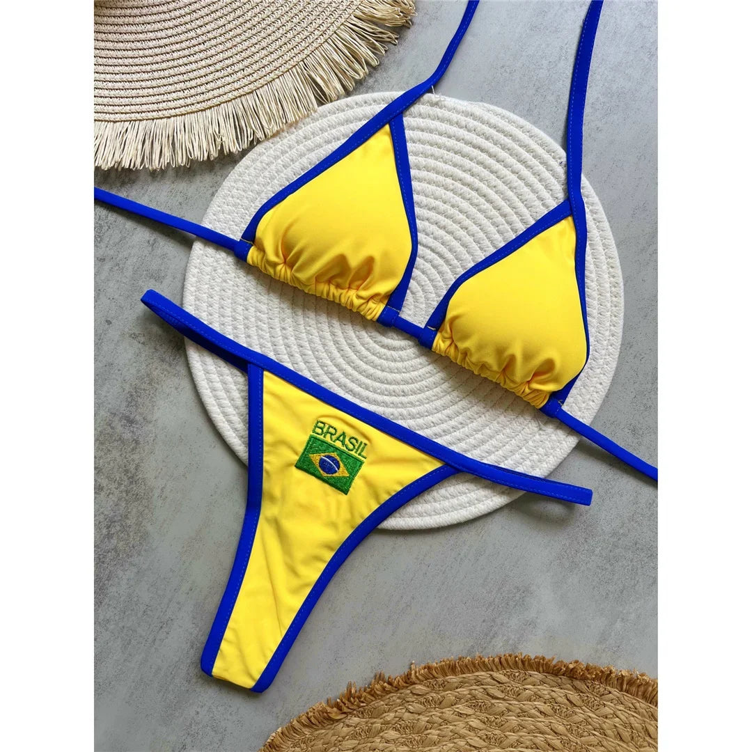 Ensemble bikini deux pièces pour femme, drapeau brésilien, tendance 2027, string, maillot de bain sexy pour la plage, la piscine, les vacances