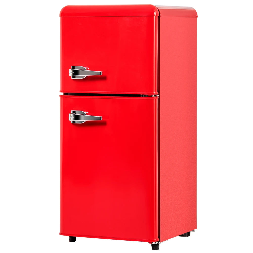 Frigorífico combi retro 45,5 cm de ancho, 2 puertas, 60 litros de volumen total, volumen de congelador 22 litros. 102 KWh/año,